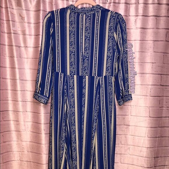 Free People Blue & Ivory Striped Maxi Shirt Dress - Picture 3 of 9